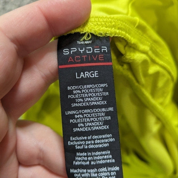 Spyder neon yellow workout exercise shorts L - Picture 7 of 9